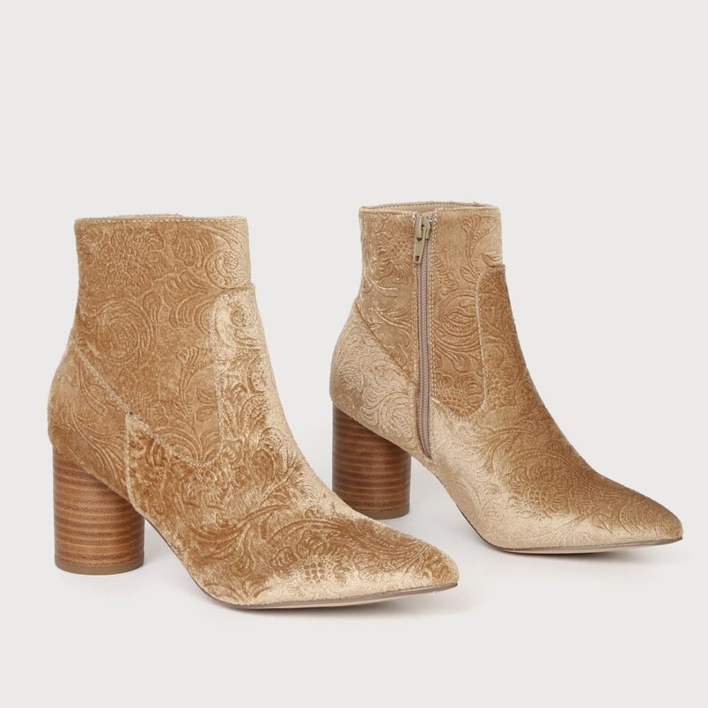 Anthropologie Velvet Ankle Boots Shoes